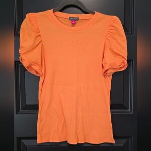 Vince Camuto Orange Puff-Sleeve Short Sleeve Tee